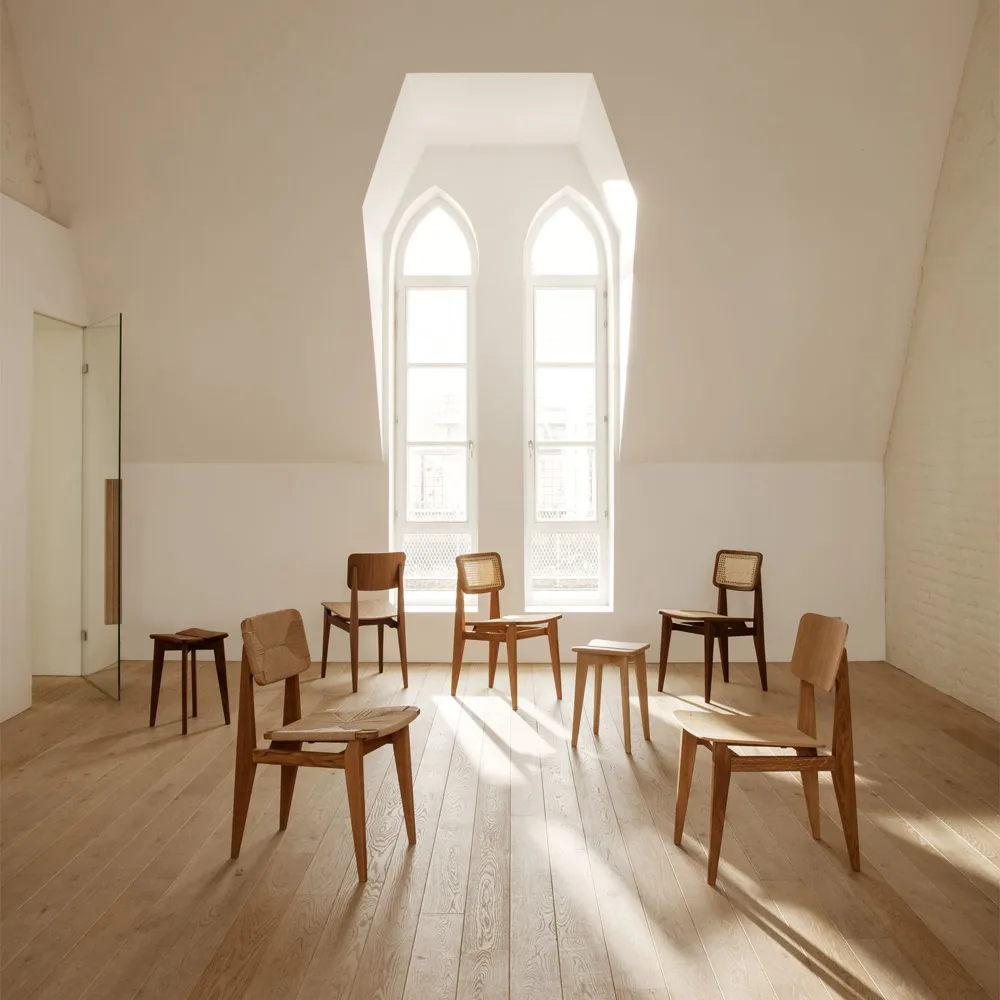 C-Chair chair, American walnut, natural braided seat and back GUBI