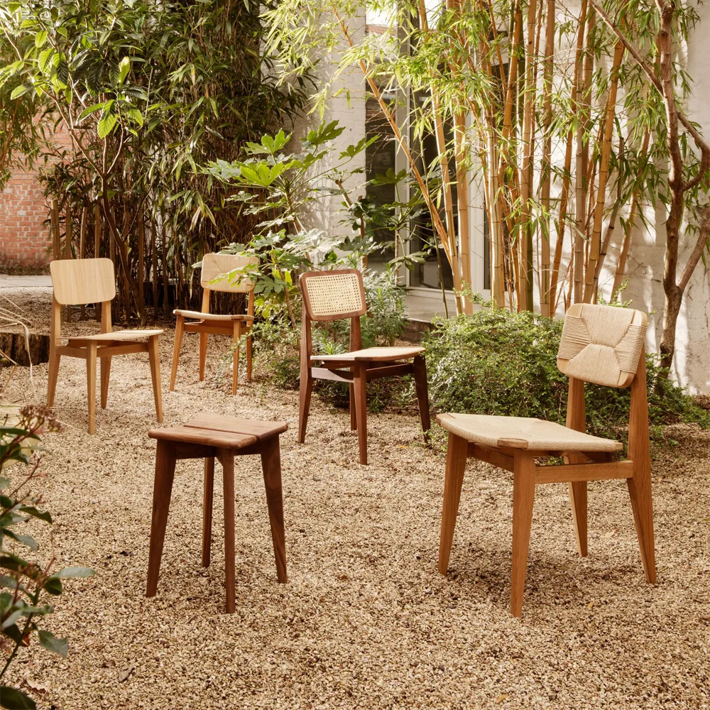 C-Chair chair, American walnut, natural braided seat and back GUBI