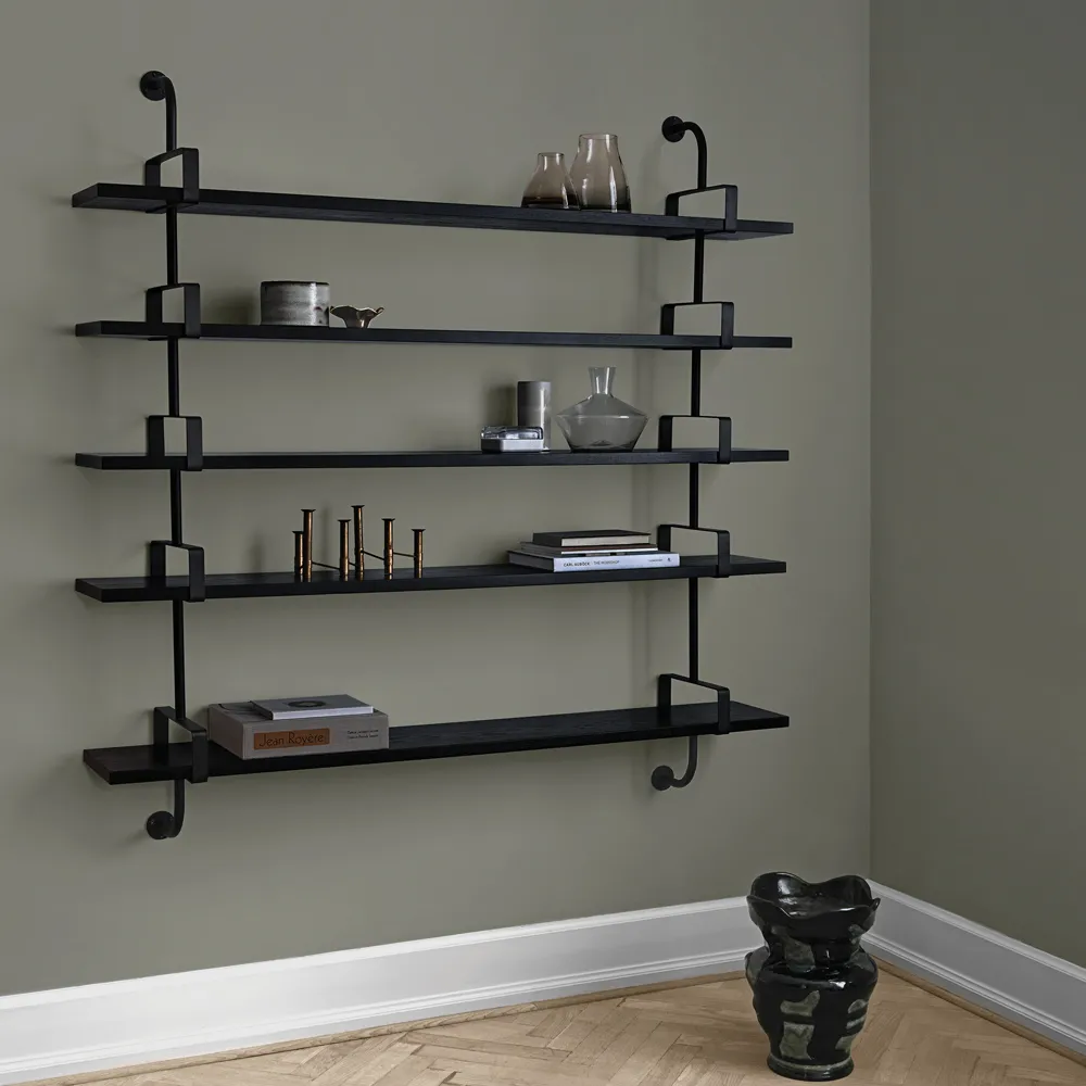 Demon wall shelf 3 levels, Black stained ash, 155 cm GUBI