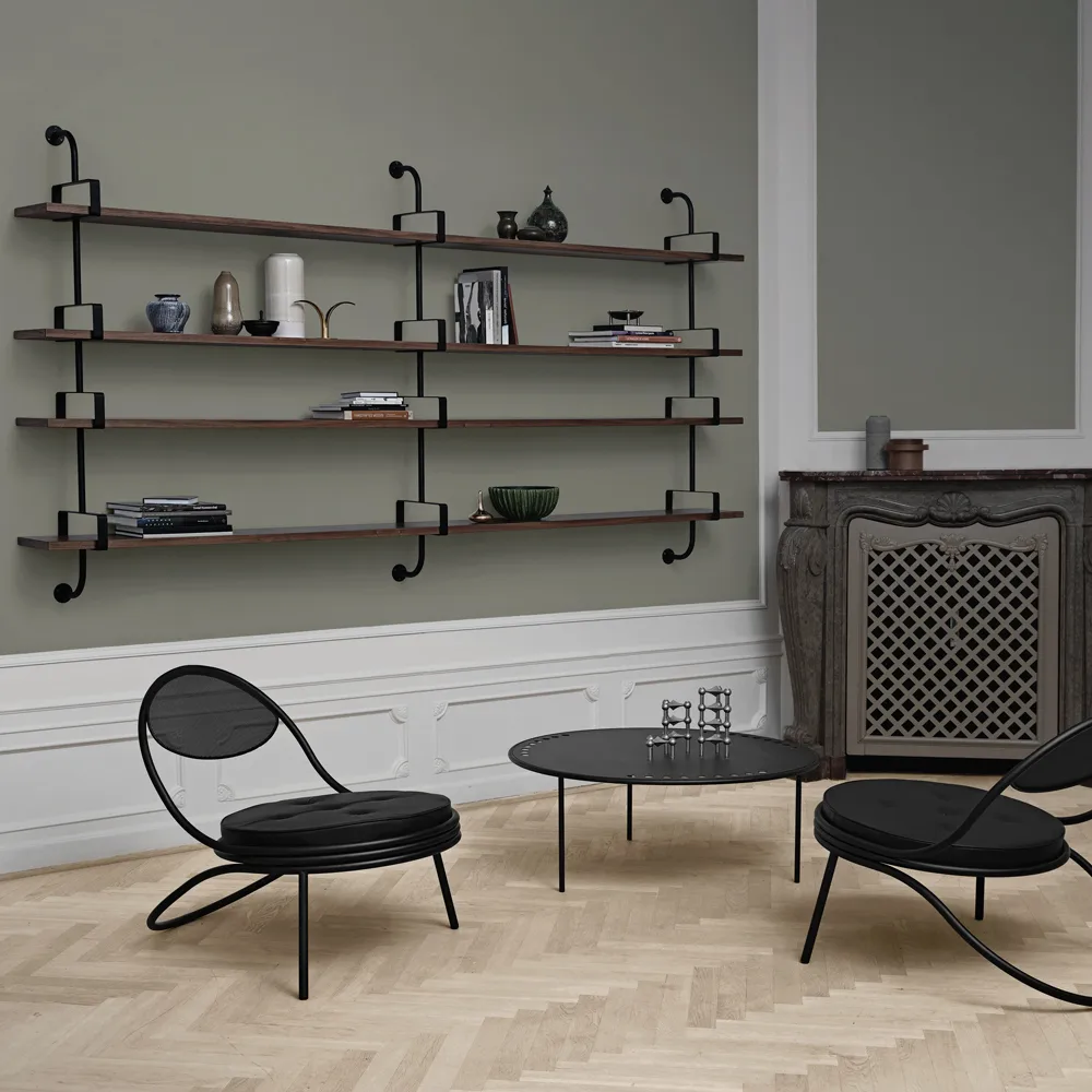 Demon wall shelf 3 levels, Black stained ash, 155 cm GUBI