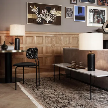 Gravity L table lamp - black marble + white shade - GUBI