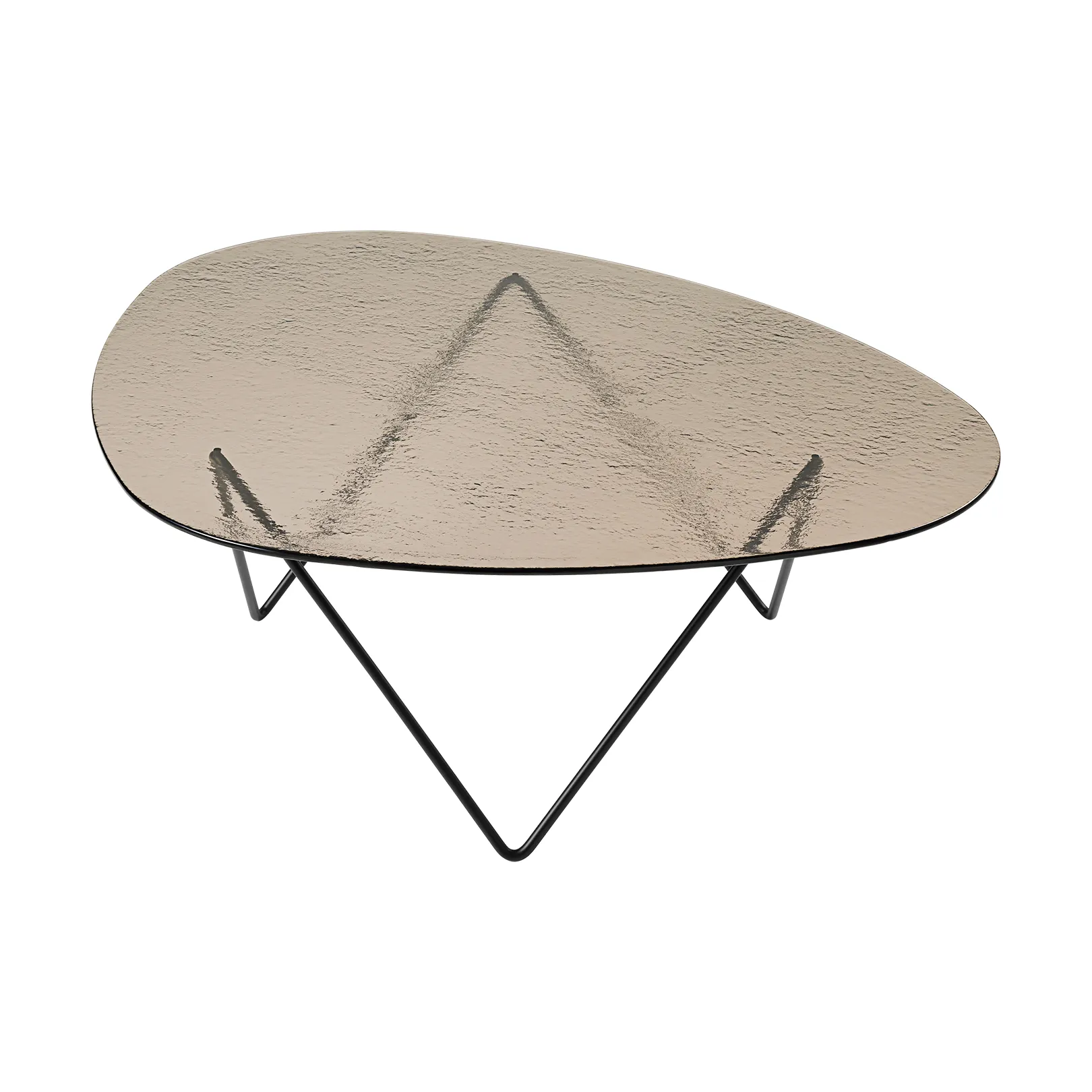 Pedrera sofa table, Black semi-matte—bronze textured glass GUBI