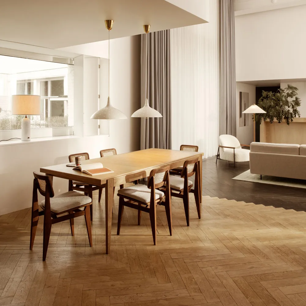 S-table dining table, Oak matte lacqured. extendable GUBI