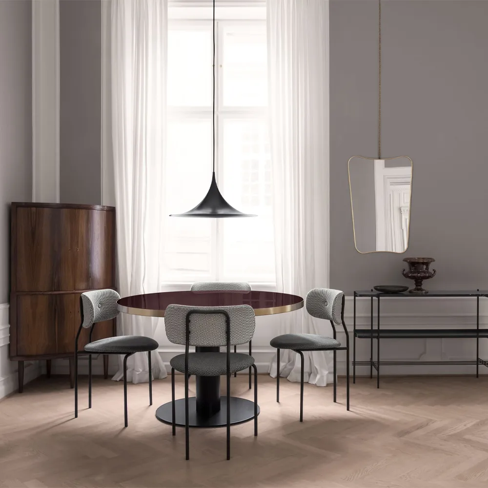 Semi Ø90 pendant lamp, Black semi matt GUBI