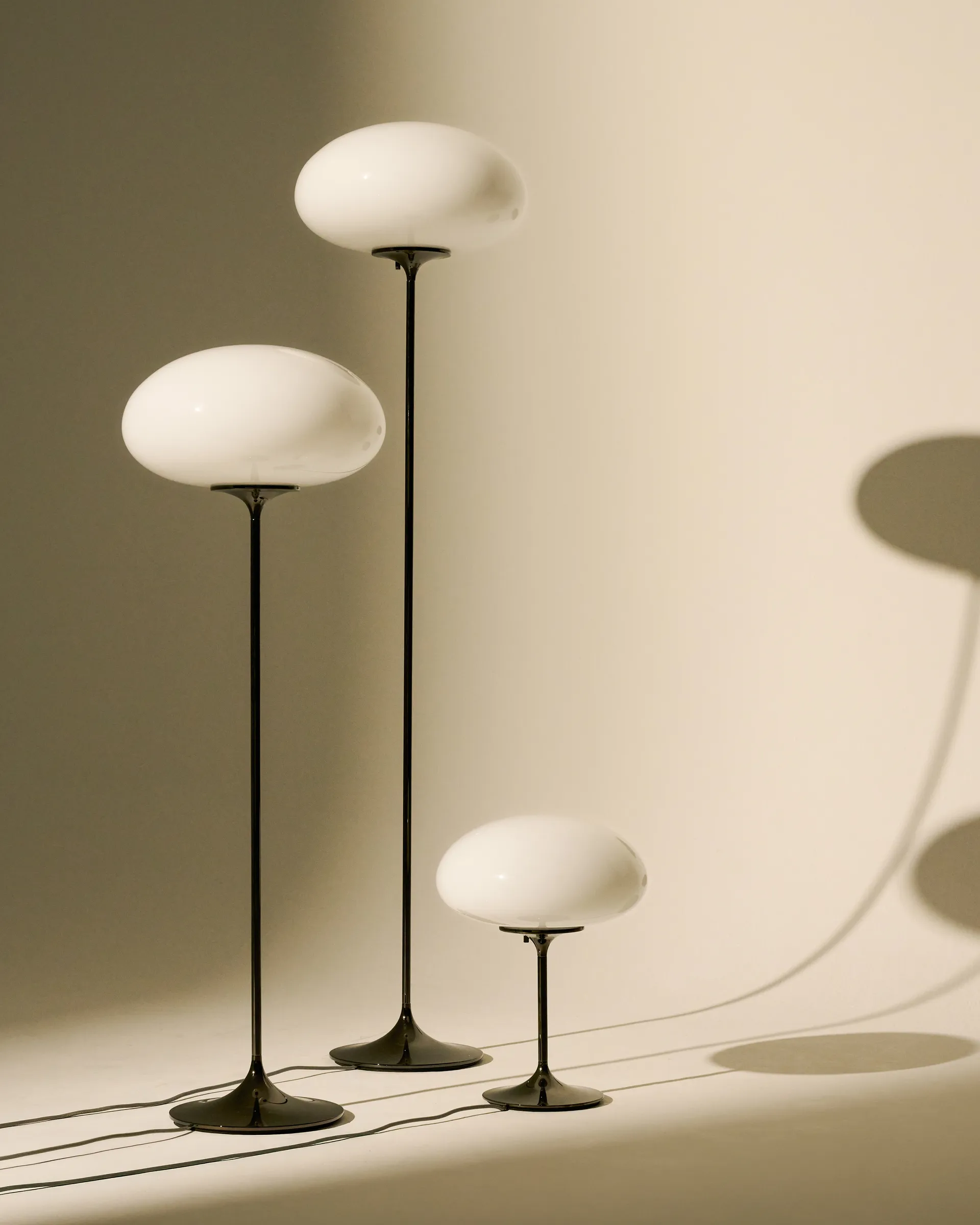 Stemlite Table lamp, Black chrome-opal glass, 42 cm GUBI