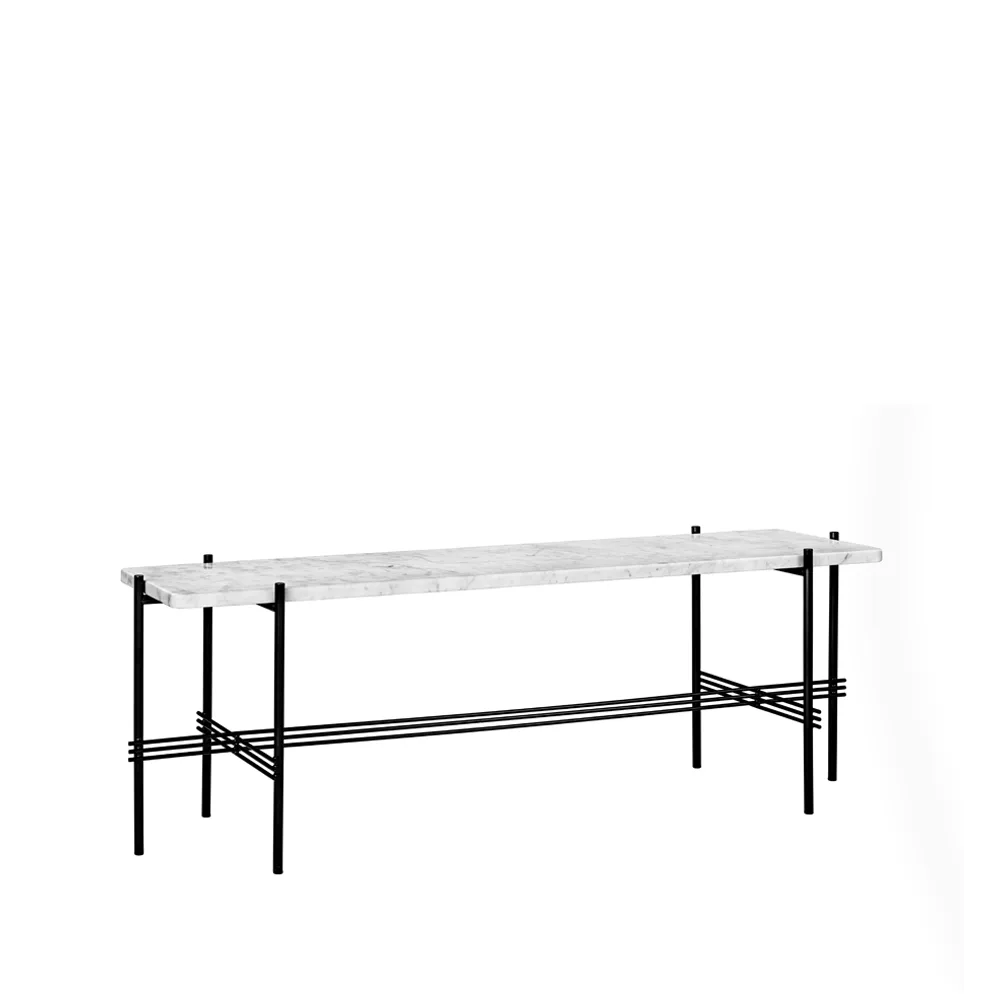 TS Console 1 console table, Marble white, black lacquered stand GUBI