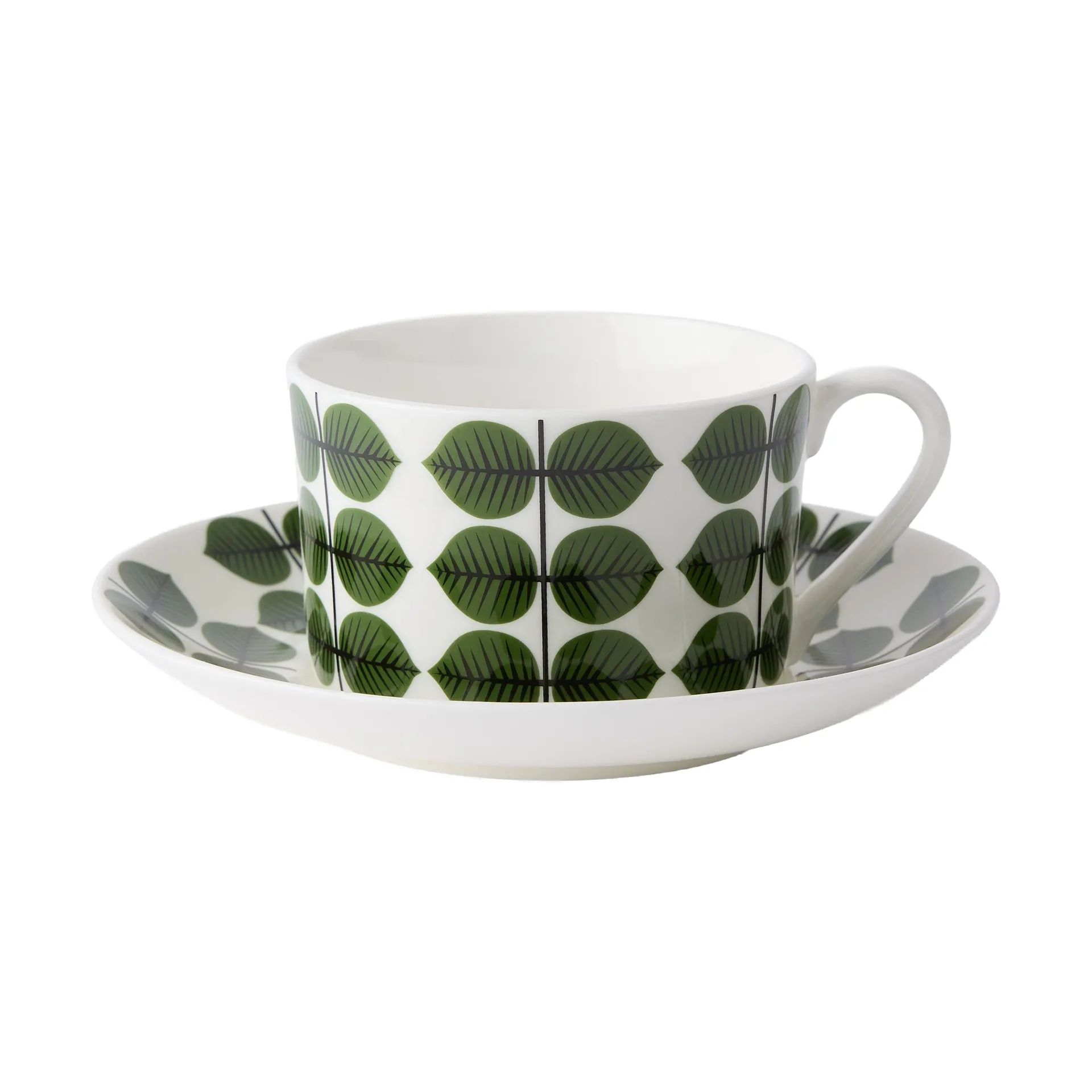 Berså teacup with saucer 35 cl, Green Gustavsbergs Porslinsfabrik