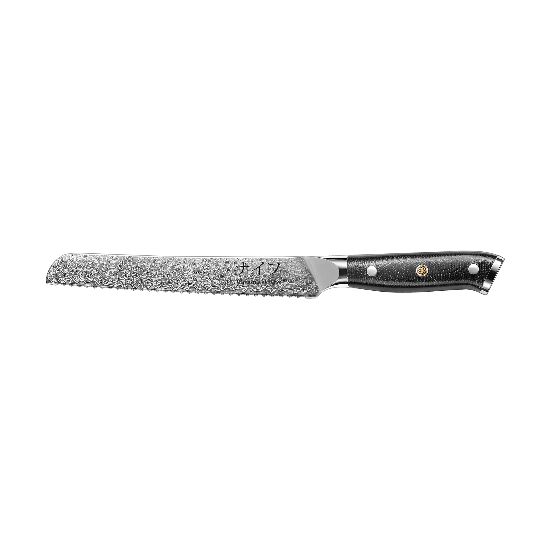 Damascus by Hâws bread knife 33 cm, Black-stainless steel Hâws