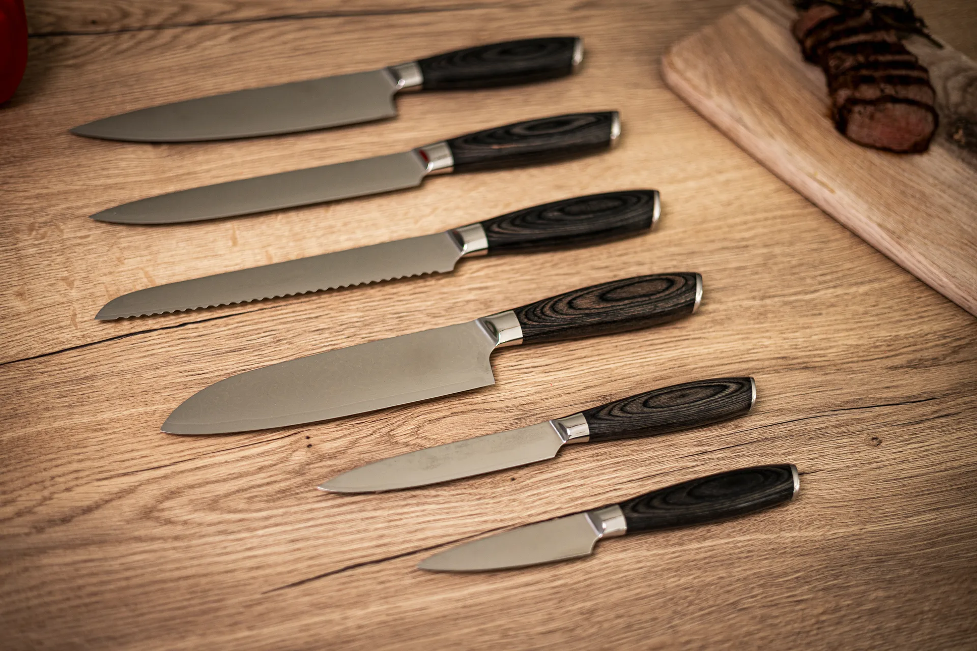 Damascus knife set 6-piece, Brown-stainless steel Hâws
