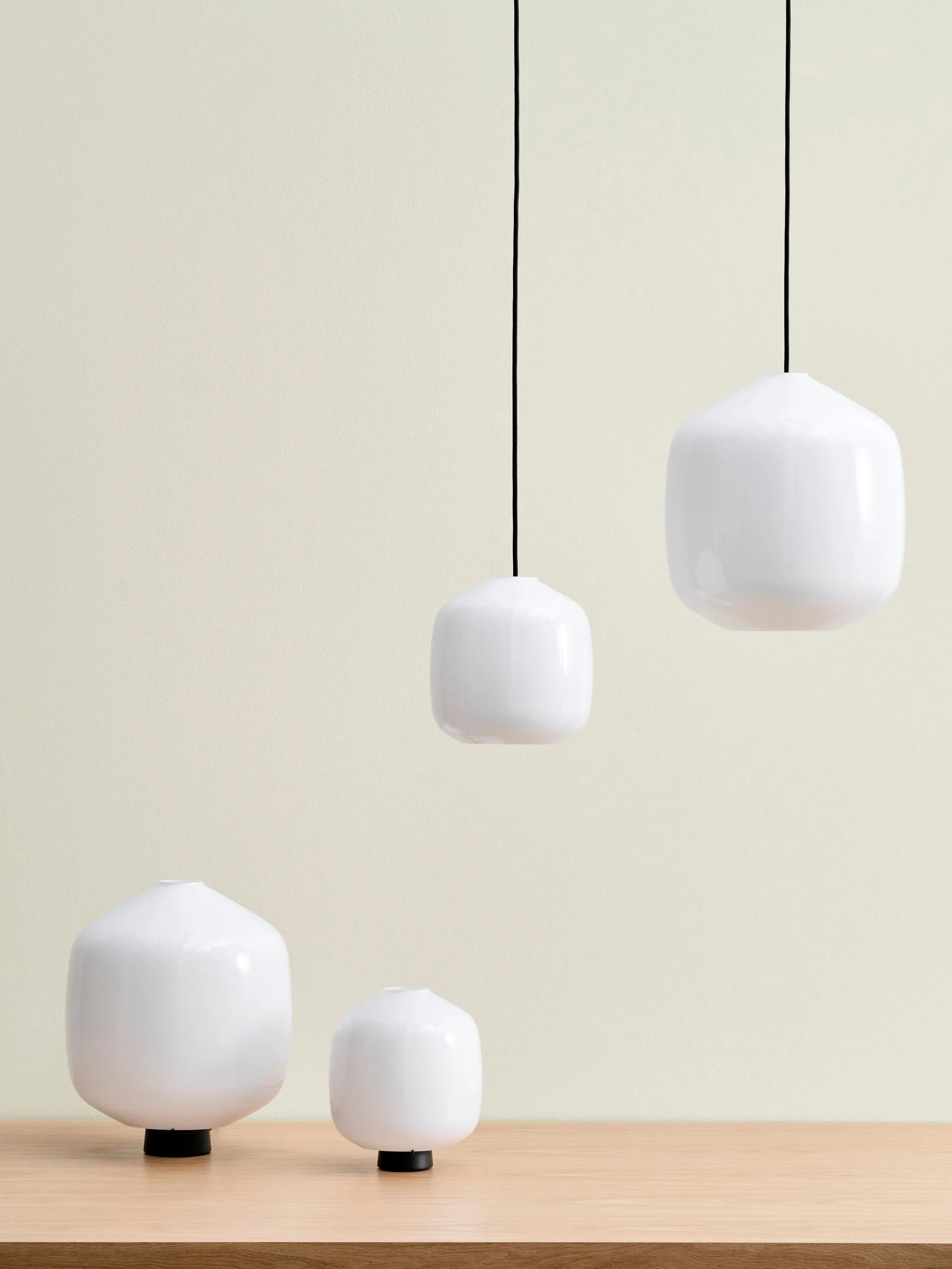 Buoy pendant lamp Ø20 cm, Opal glass-beton grey HAY