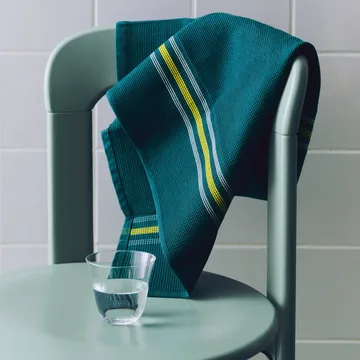 Canteen cotton kitchen towel 52x80 cm - Green-yellow block stripe - HAY