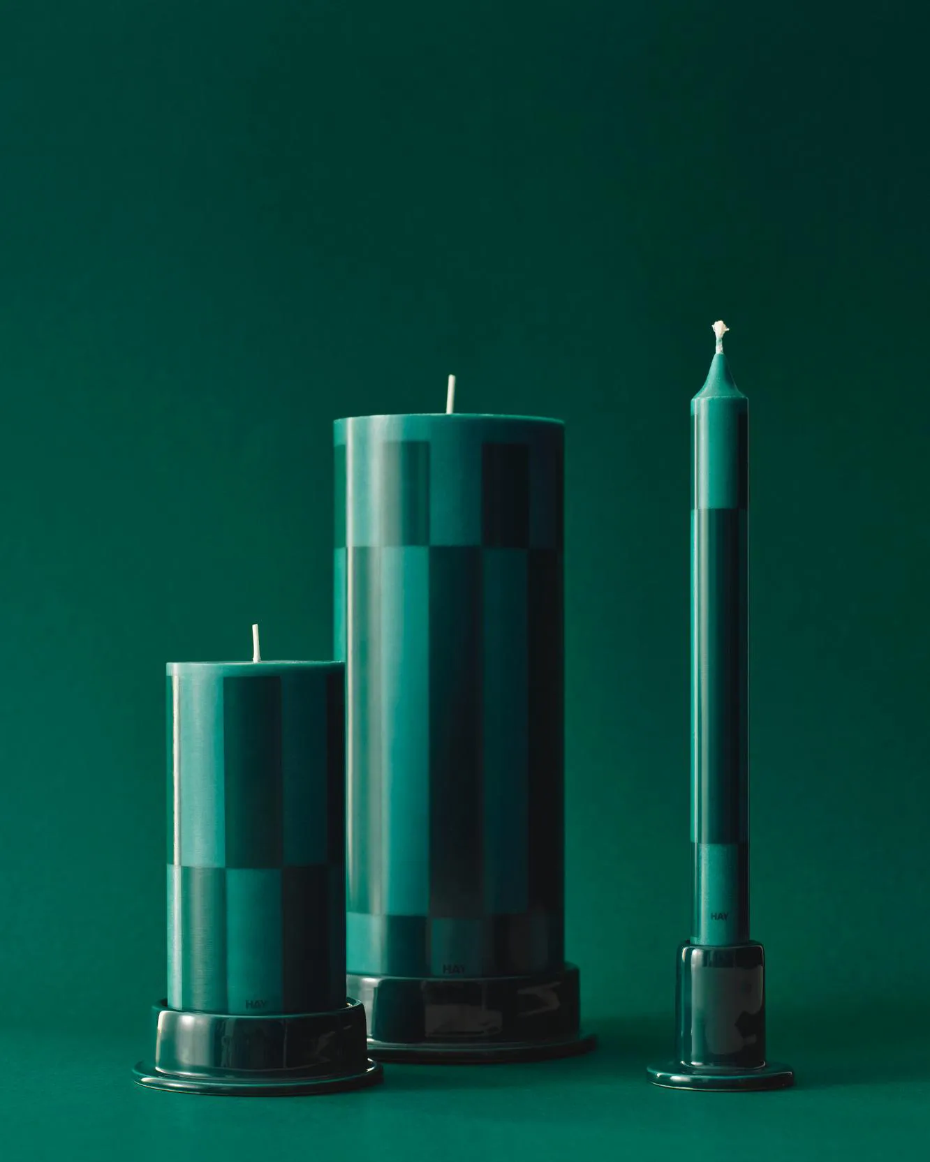 Column Candle block candle large 25 cm, Green-dark green HAY