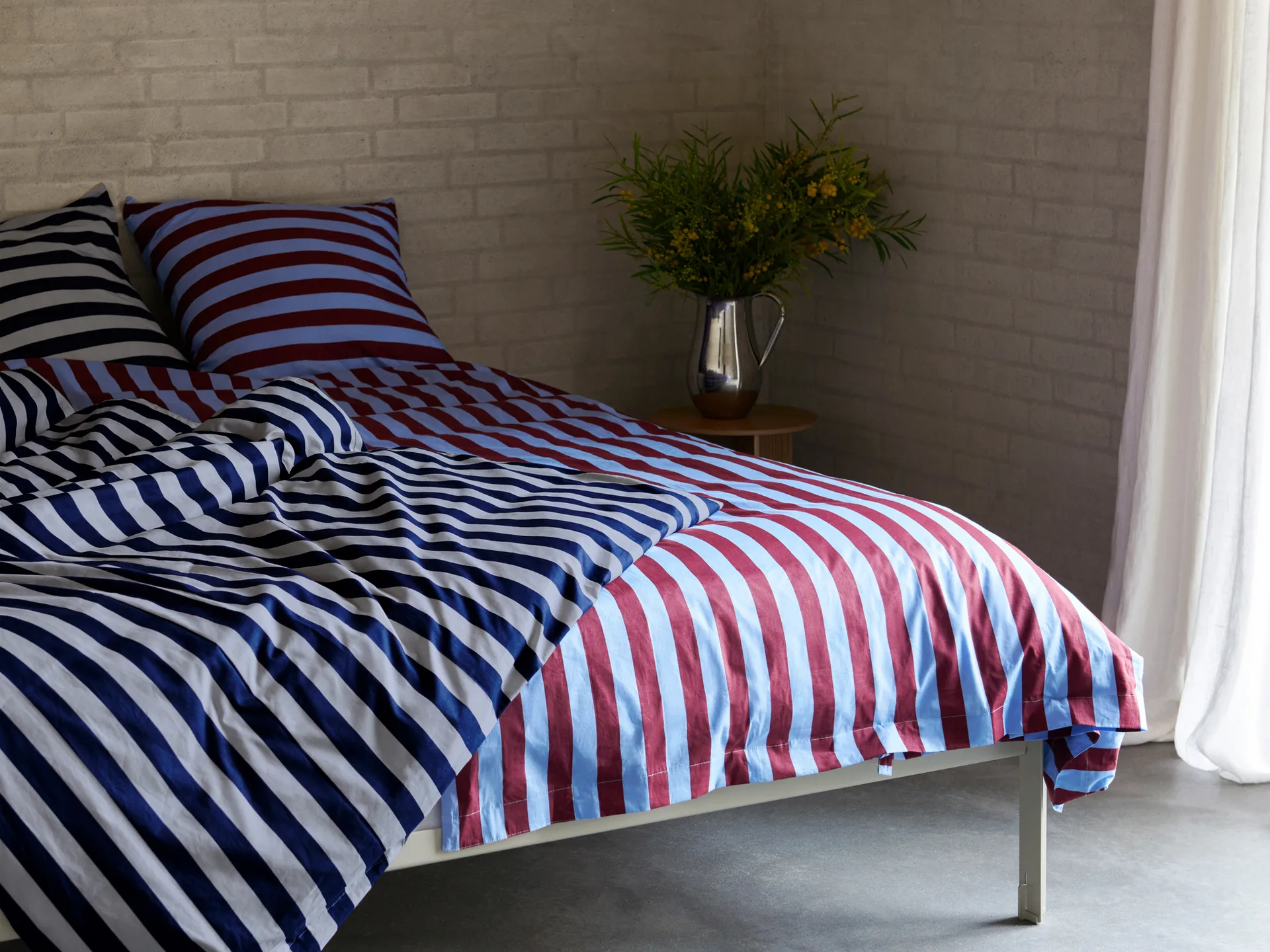 Été pillowcase 50x60 cm, Bordeaux-Sky blue HAY