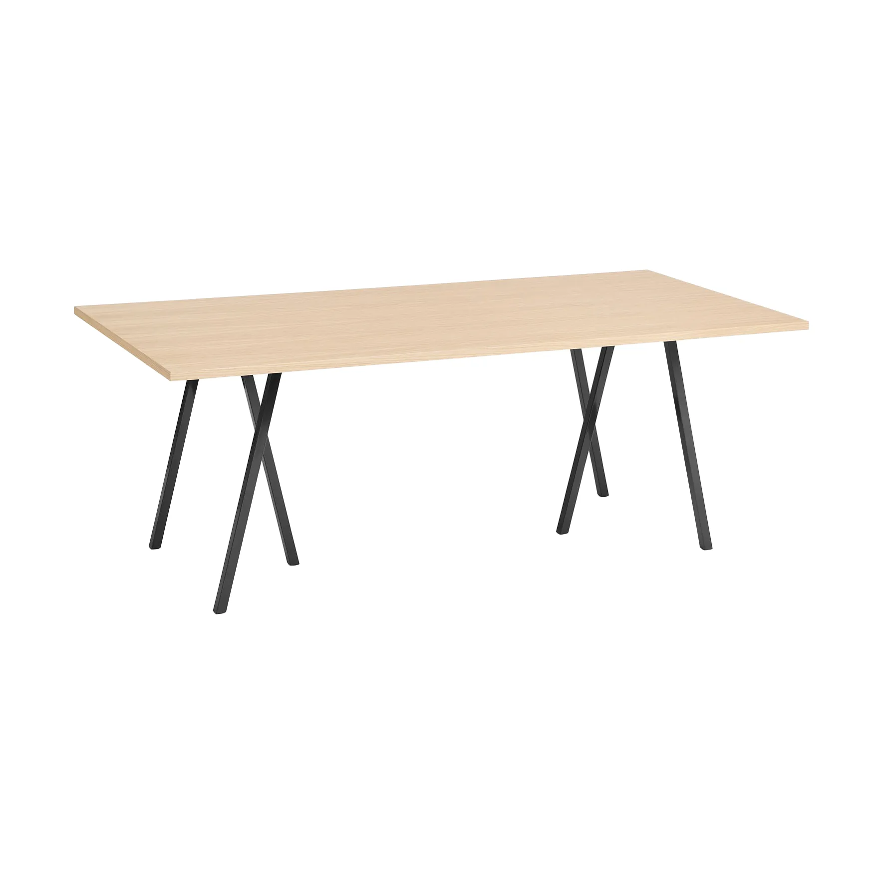 Loop Stand dining table 92,5x200 cm, Black-clear lacq. oak HAY