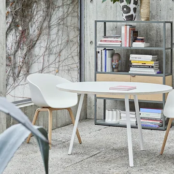 Loop Stand dining table round - Black linoleum-black, Ø105 cm - HAY