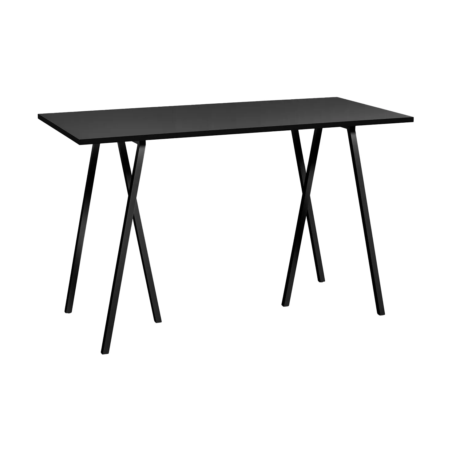 Loop Stand incl. support bar table 77,5x160 cm, Black-black linoleum-black ash HAY
