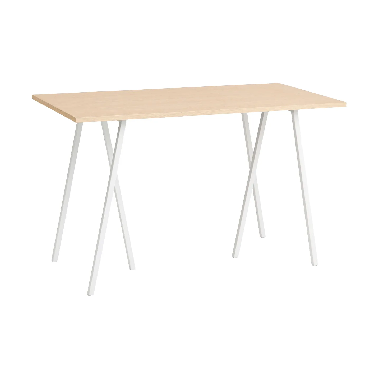 Loop Stand incl. support bar table 77,5x160 cm, White-clear lacq. oak HAY