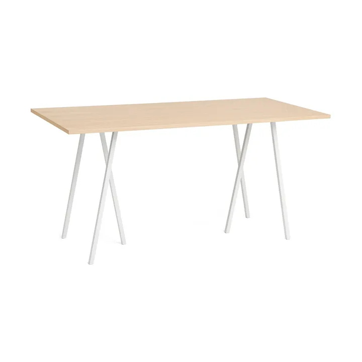 Loop Stand incl. support bar table 92,5x200 cm - White-clear lacq. oak - HAY