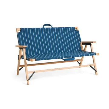 Outdoor Market foldable sofa - Blue-beige, 2-seater - HAY