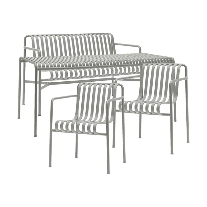 Palissade dining set 2 Dining armchair + bench 170x90 cm sky grey - HAY
