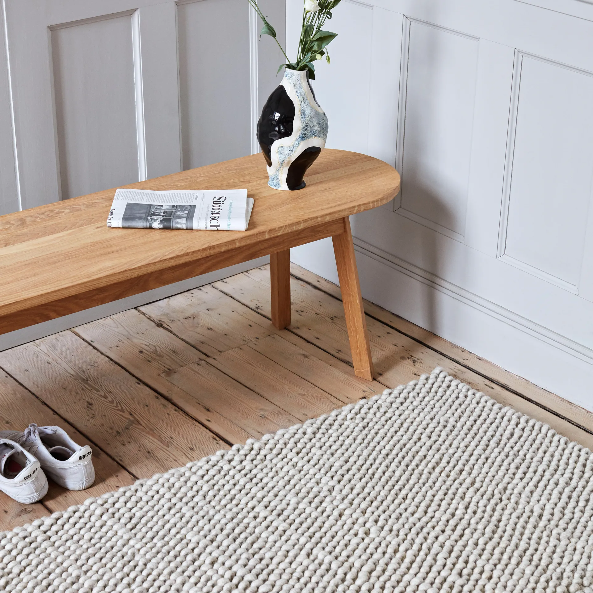 Peas wool rug 80x140 cm, Soft grey HAY