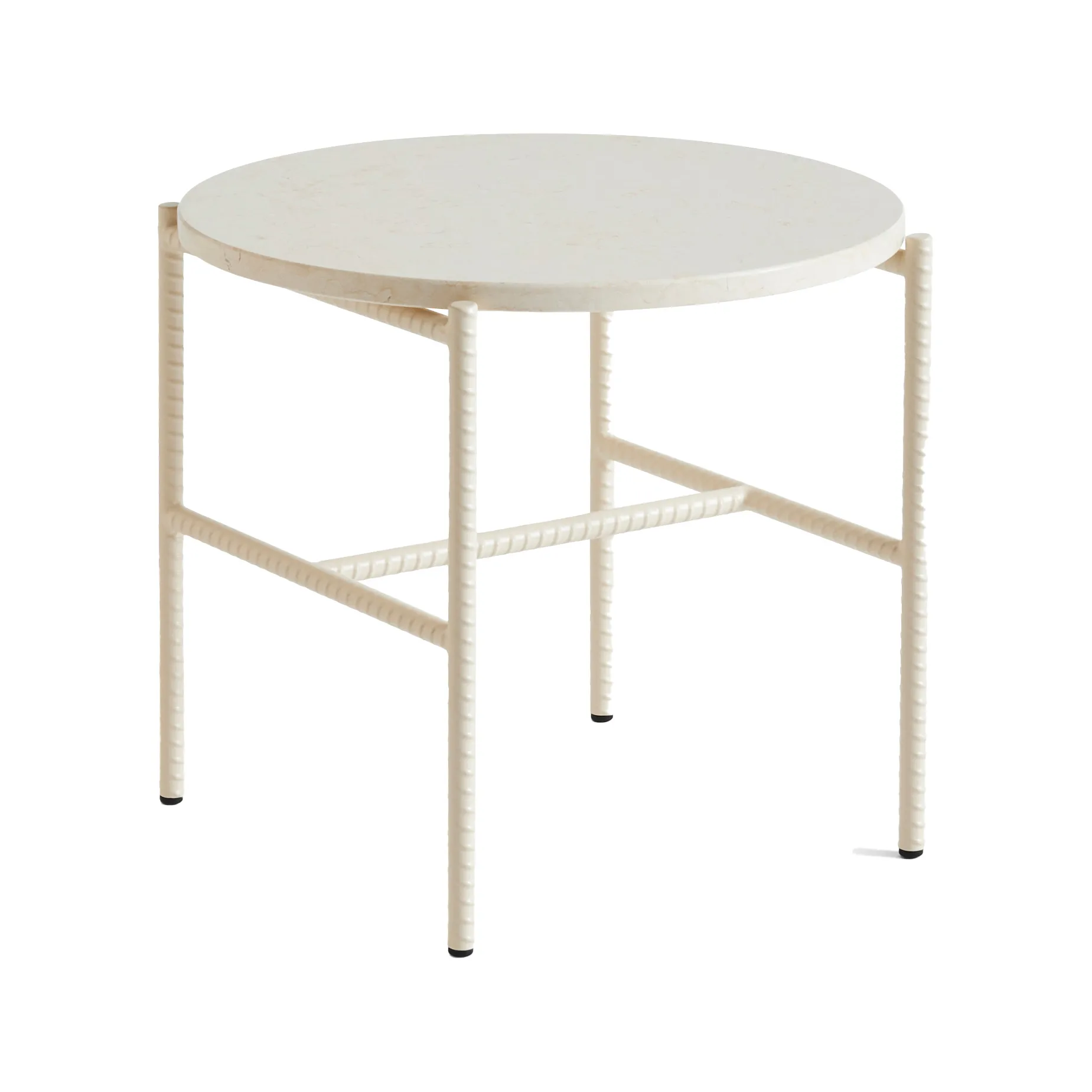 Rebar side table Ø45 cm, Beige marble-alabaster HAY