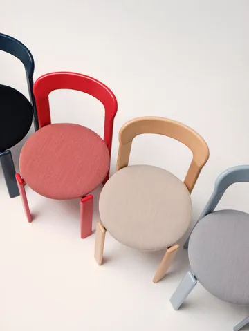 Rey chair upholstered seat - Fabric Steelcut Trio 213 golden - HAY