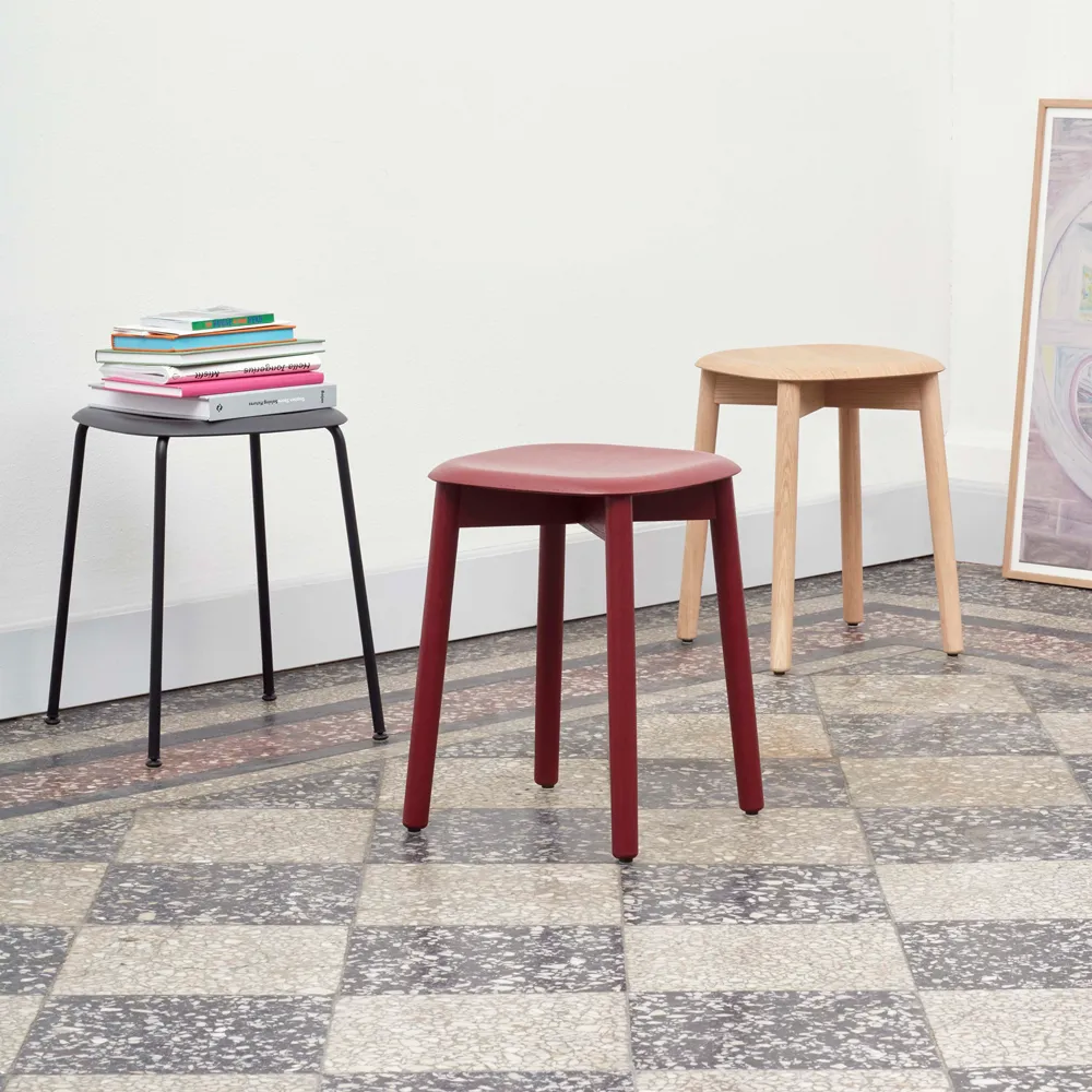 Soft Edge 72 stool, Dusty green-dusty green oak frame HAY