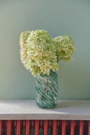 Splash Roll Neck vase S 20.5 cm - Green swirl - HAY