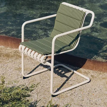 Terrazza Folding seat cushion - Olive bold stripe, 82x40 cm - HAY