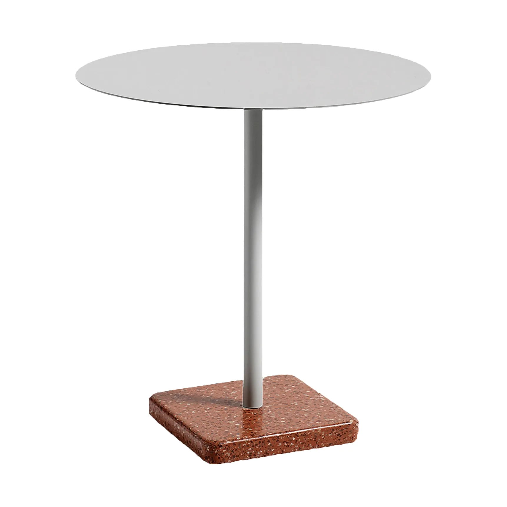 Terrazzo dining table Ø70 cm, Red terrazzo-sky grey HAY