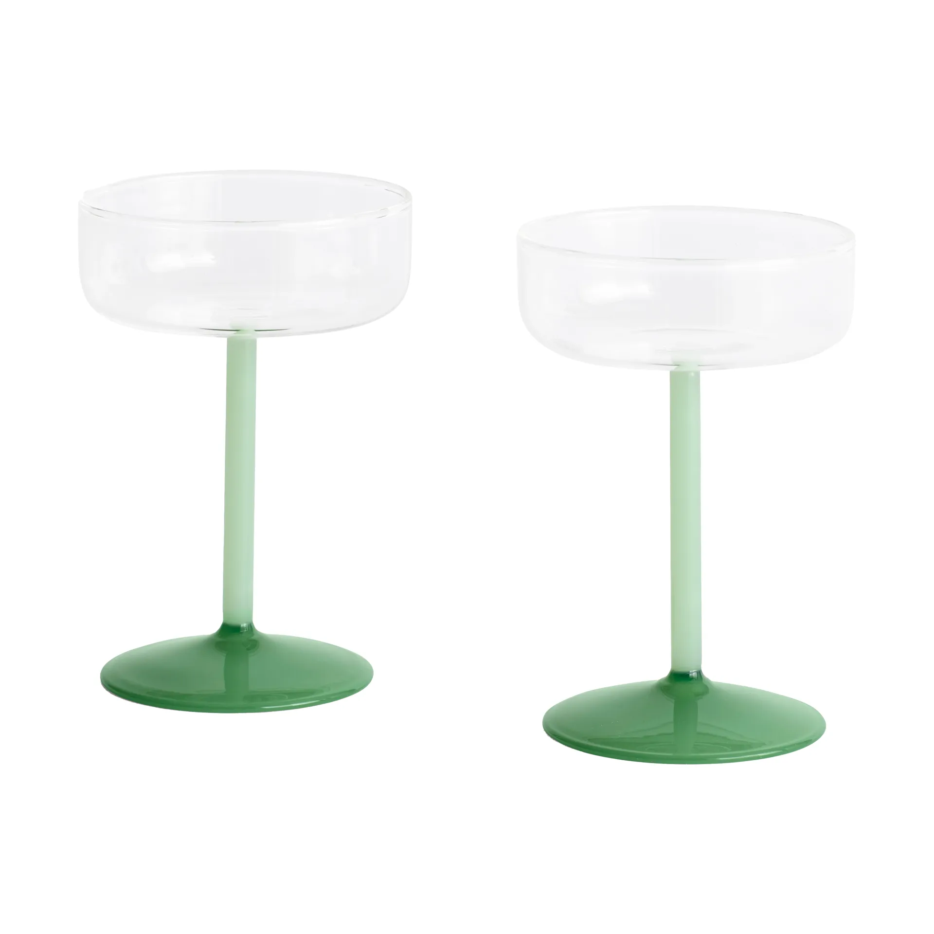 Tint coupe glasses 20 cl 2-pack, Clear-jade light green-jade dark green HAY
