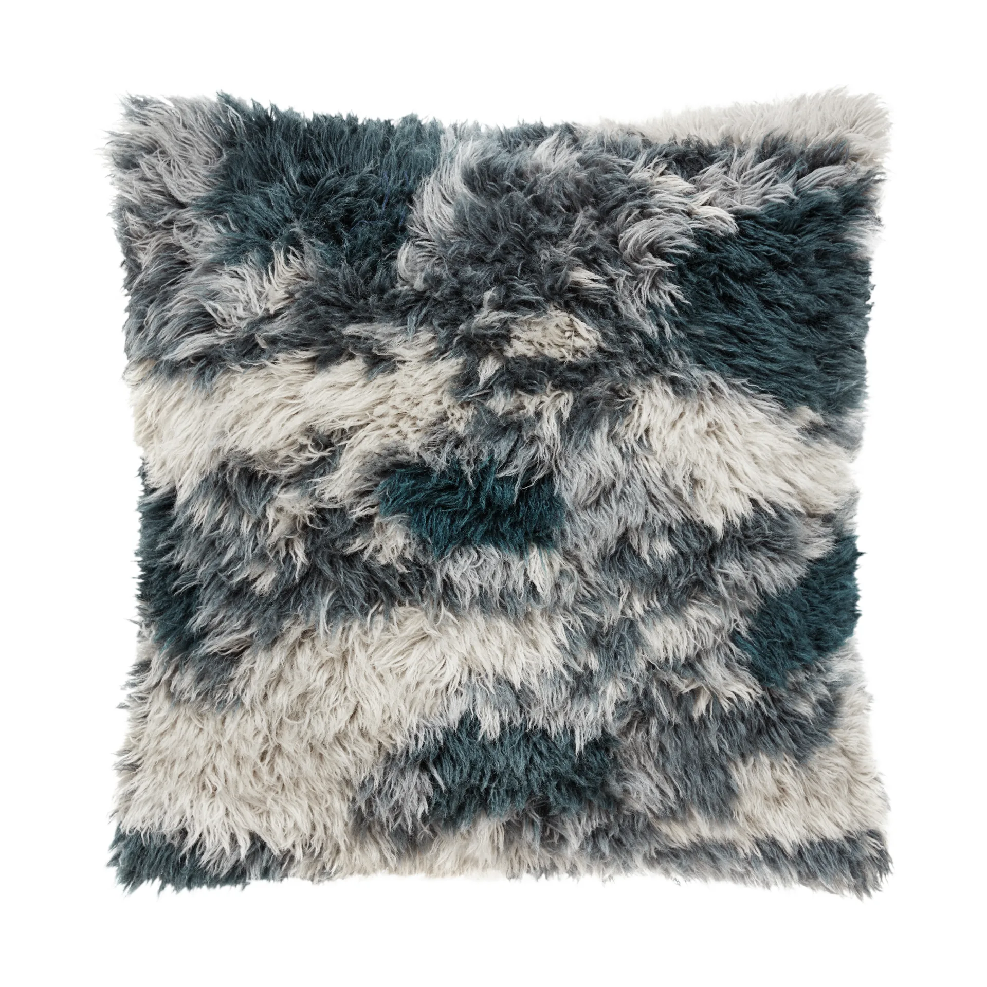 Monster cushion Medium 50x50 cm, Dark teal-off white Hem