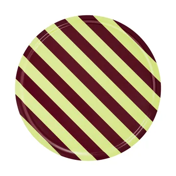 Stripe tray Large Ø65 cm - Butter-burgundy - Hem