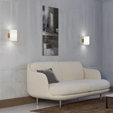 Evoke wall lamp large - Satin brass-opal glass - Herstal