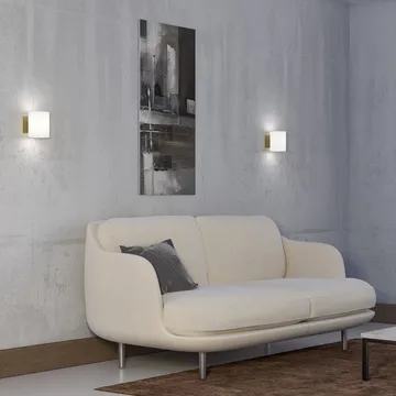 Evoke wall lamp small - Satin brass-opal glass - Herstal