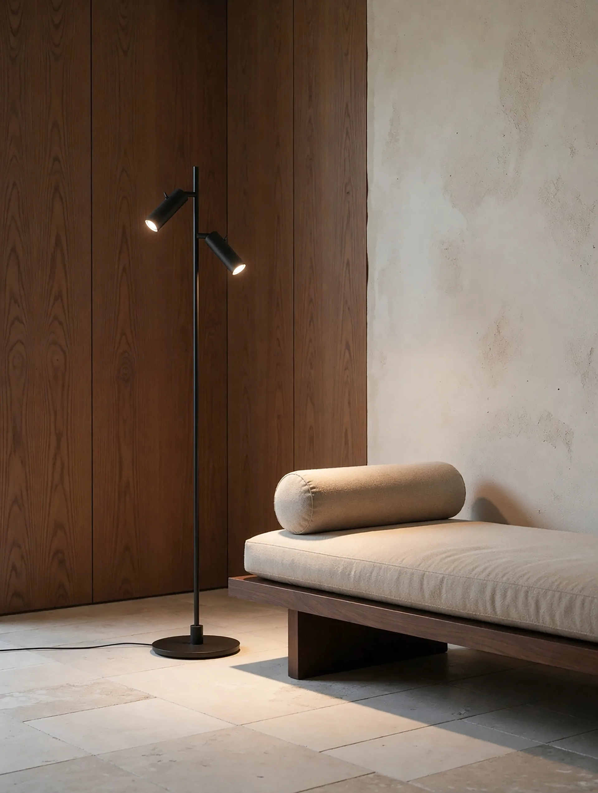 Pipeline floor lamp, Matte black, double Herstal