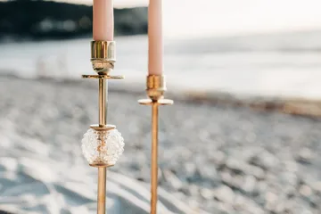 Alba candle sticks 30 cm - Solid brass and glass - Hilke Collection