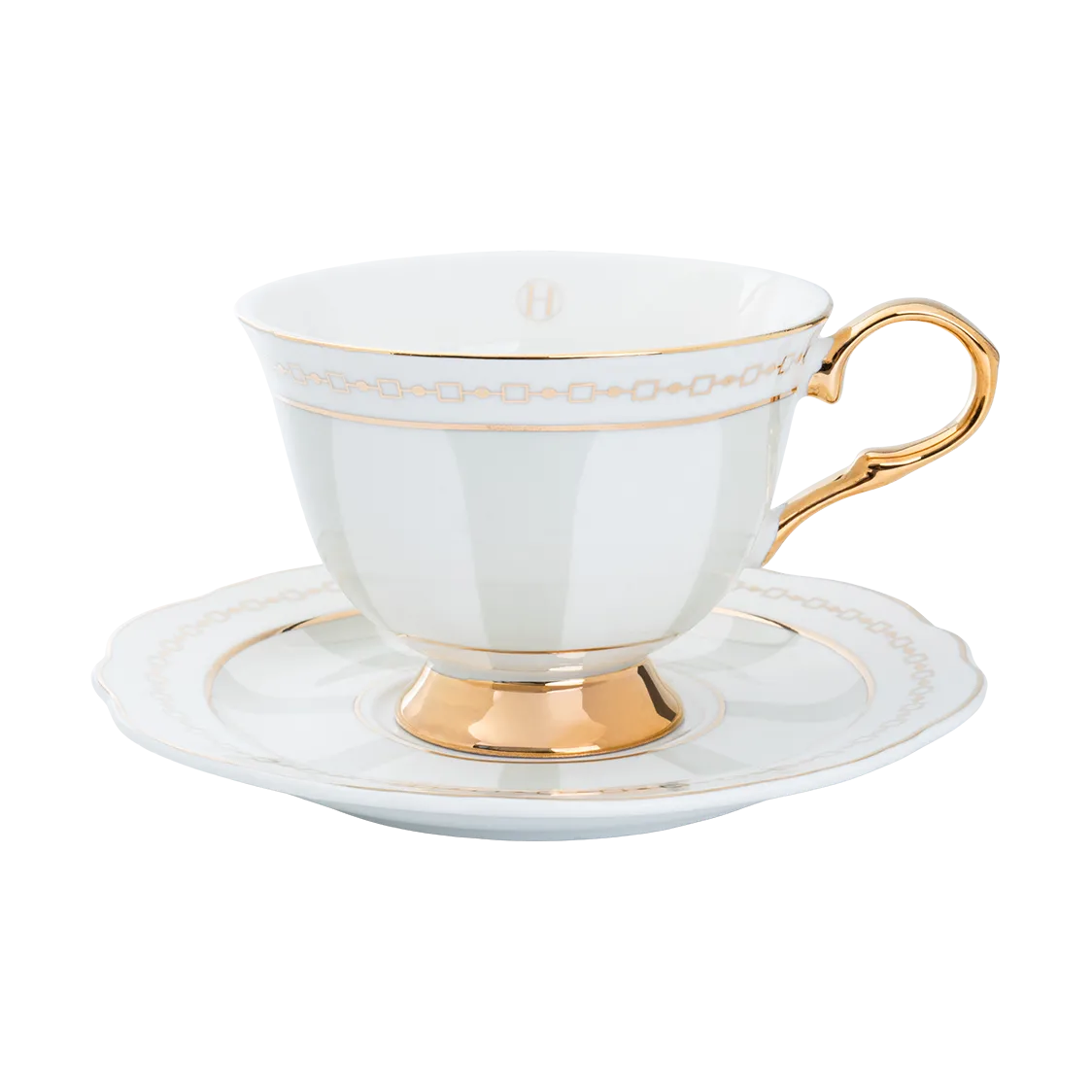Strisce Tortora cup with saucer, 22 cl Hilke Collection