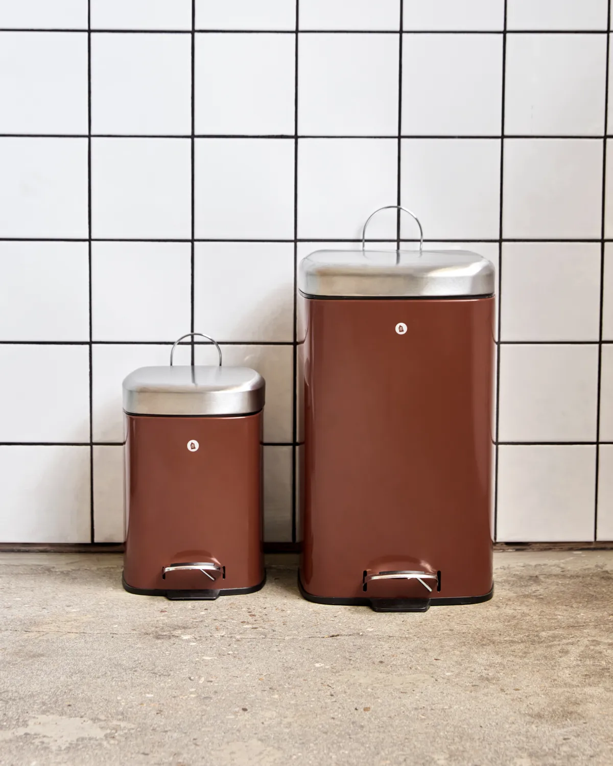 Black waste bin, Terracotta, 20.5×27.5×29.5 cm House Doctor