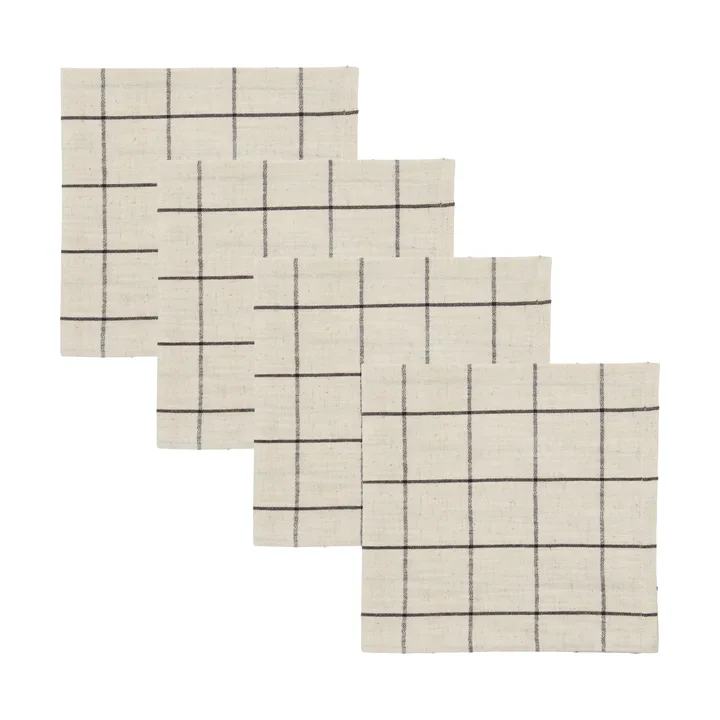 Join cloth napkin 40x40 cm 4-pack - Black-off white - House Doctor