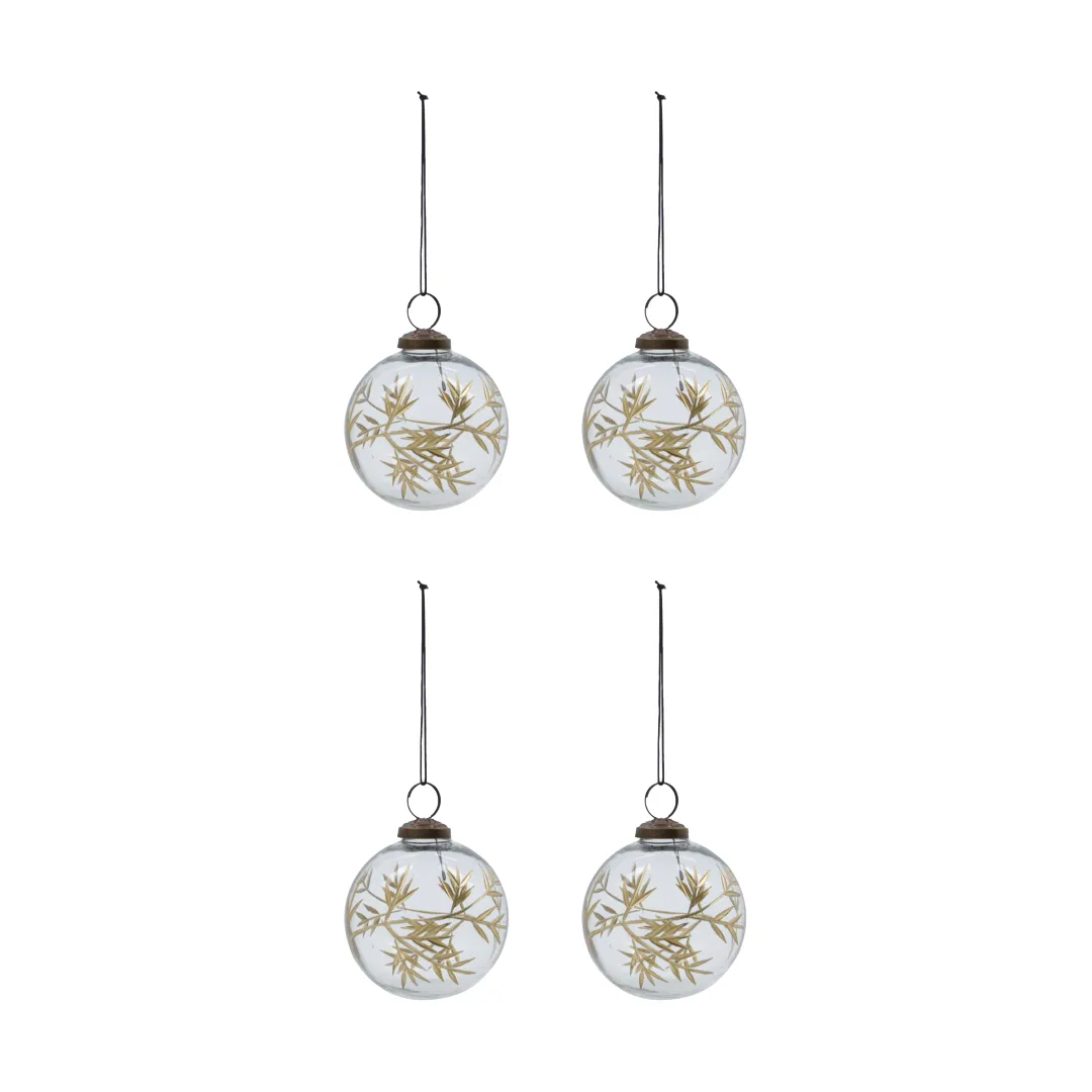 Leaf Christmas tree ornament Ø7.5 cm 4-pack, Clear gold House Doctor