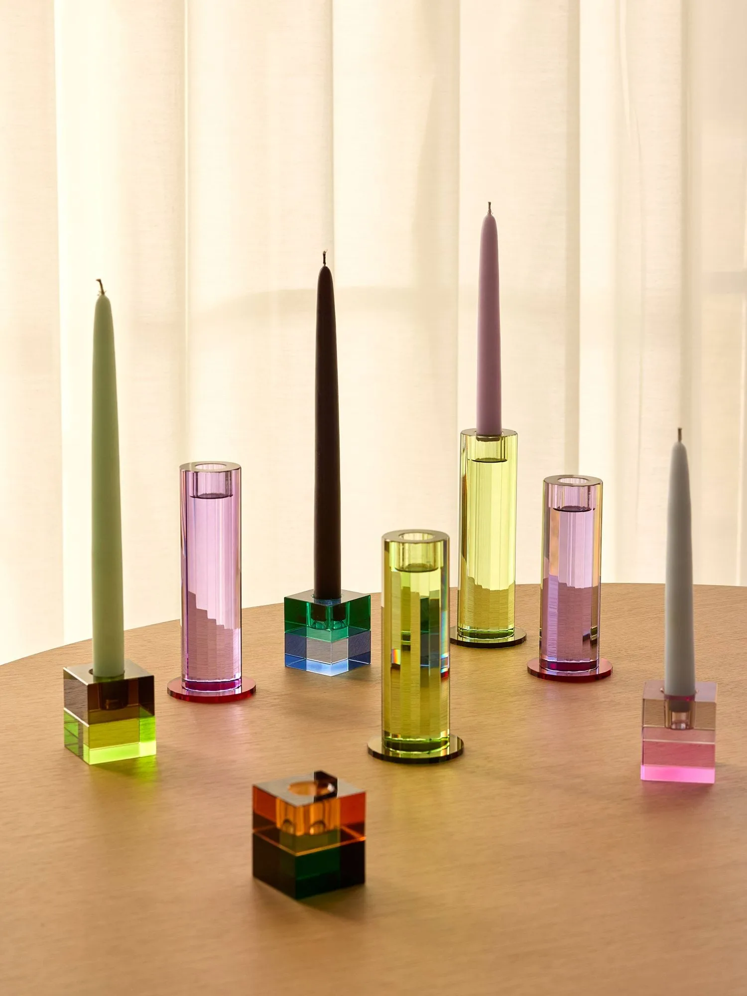 Cut candle holder 2 pieces, Purple Hübsch
