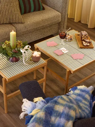 Loom throw blanket - Blue, 140x200 cm - Hübsch