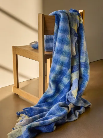 Loom throw blanket - Blue, 140x200 cm - Hübsch