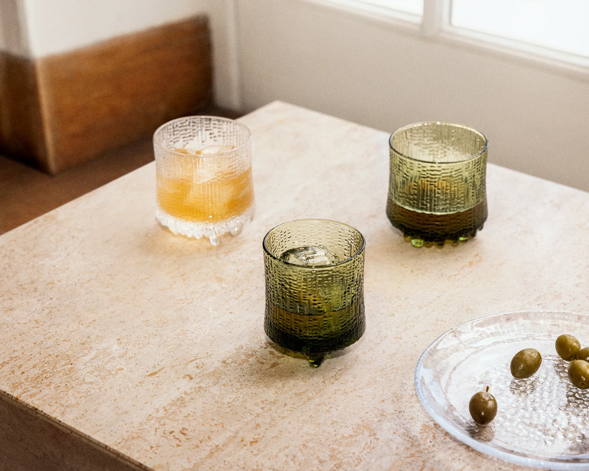 Ultima Thule drinking glass Finnish sand 20 cl 2-pack, Green Iittala