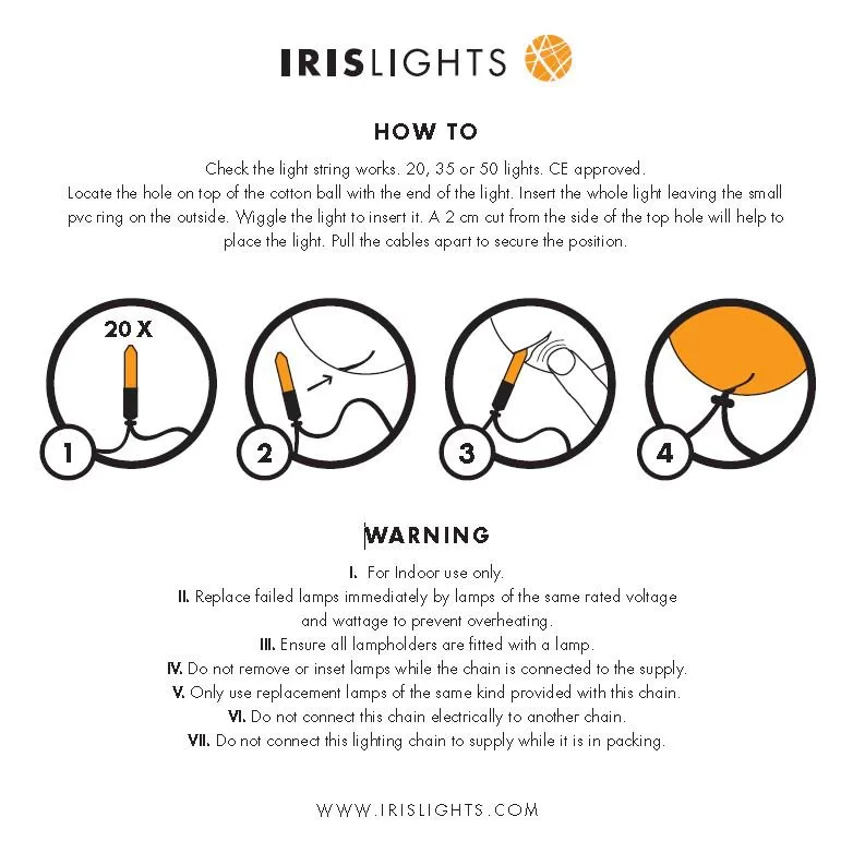 Irislights Creamy White, 35 balls Irislights