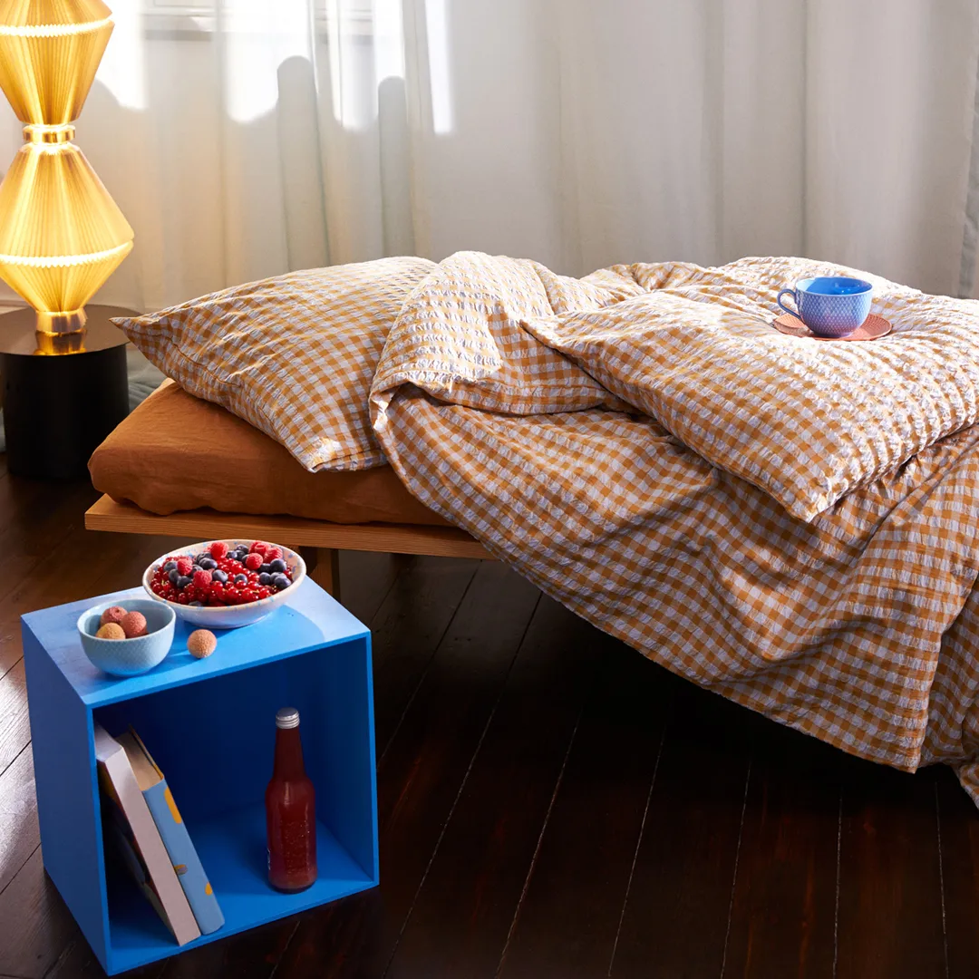 Bæk&Bølge bed set 220x220 cm, Light blue sand Juna
