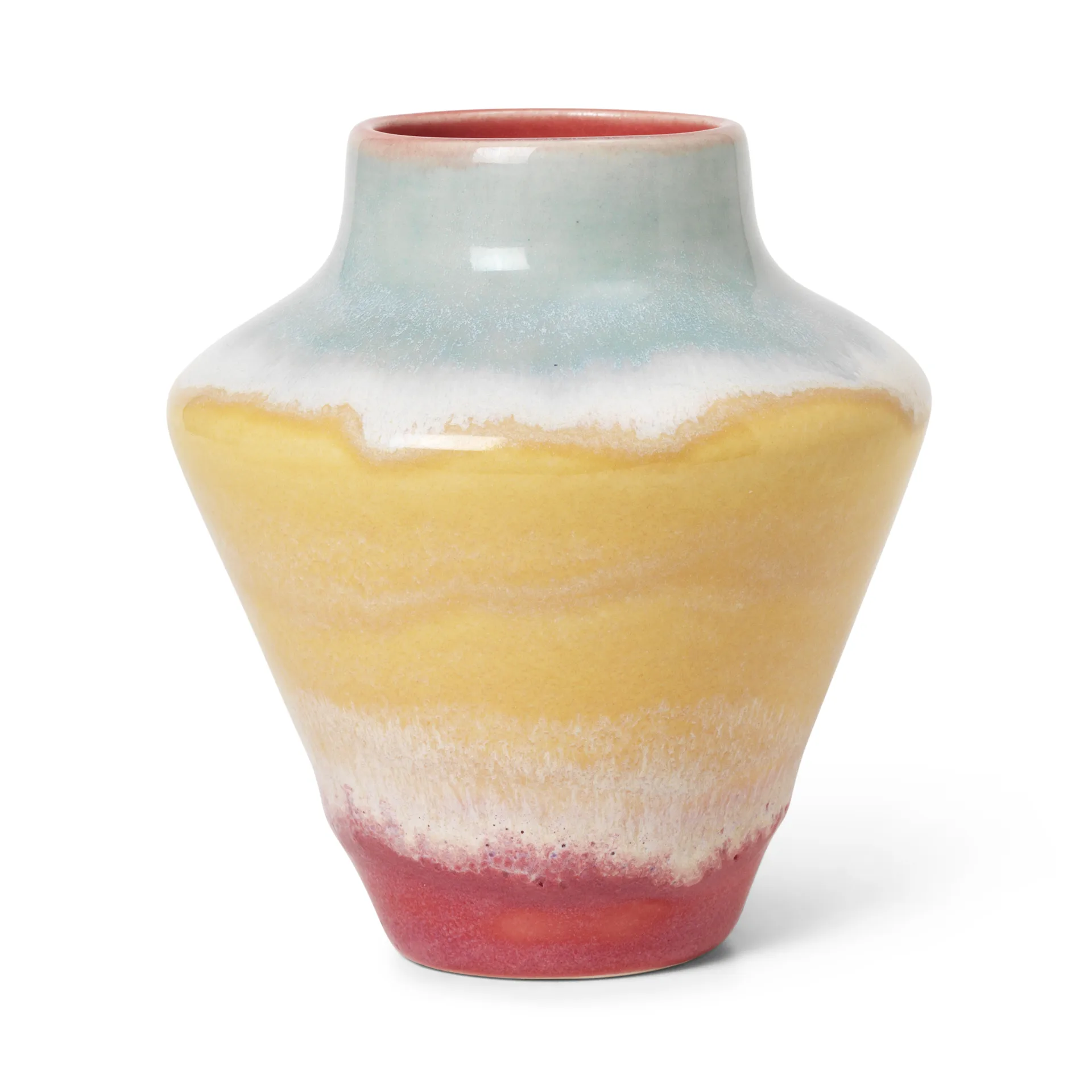 Poppery vase 12 cm, Pink-mint-yellow Kähler
