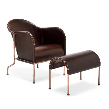 Bruno footstool - Natural copper-plated base - Källemo